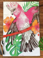Load image into Gallery viewer, Pink_Gray_Galah_Tea_Towel_australian_souvenir_oz-art
