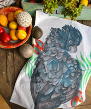 Load image into Gallery viewer, Black Cockatoo Tea Towel 100% Cotton Australian Souvenir 70cm x 50cm
