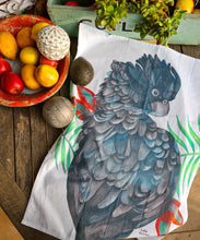 Load image into Gallery viewer, Black Cockatoo Tea Towel 100% Cotton Australian Souvenir 70cm x 50cm