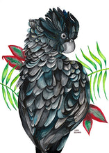 Load image into Gallery viewer, Black_Cockatoo_Cushion_Cover_Art
