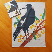 Load image into Gallery viewer, Magpie Tea Towel Australian Bird Souvenir 70cm x 50cm
