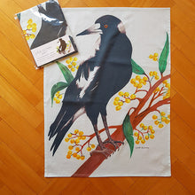 Load image into Gallery viewer, Magpie Tea Towel Australian Bird Souvenir 70cm x 50cm