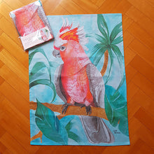 Load image into Gallery viewer, Major Mitchell Cockatoo Australian Souvenir Aqua Tea Towel 70cm x 50cm
