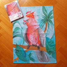 Load image into Gallery viewer, Major Mitchell Cockatoo Australian Souvenir Aqua Tea Towel 70cm x 50cm