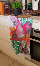 Load image into Gallery viewer, Pink_Gray_Galah_Tea_Towel_Kitchen
