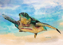 Load image into Gallery viewer, Sea_Turtle_Tea_Towel_Art

