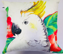 Load image into Gallery viewer, Cockatoo_With_Hibiscus_Cushion_Cover