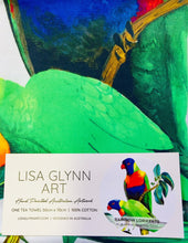 Load image into Gallery viewer, Lorrikeets_Teal_Towel_Packagin