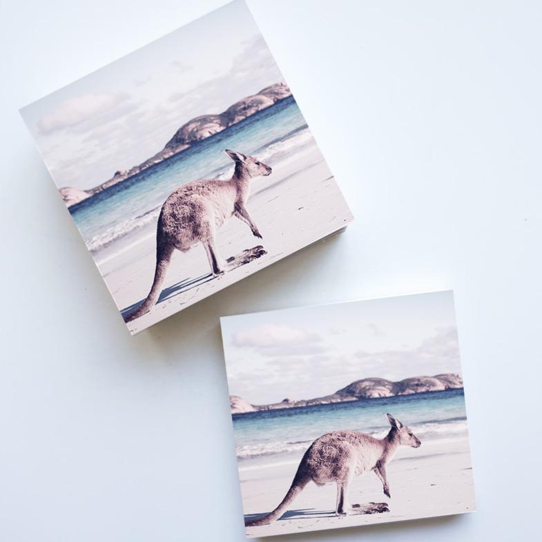 RO39 Rayell Ceramic Coaster Set of 4 Beach Kangaroo