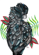 Load image into Gallery viewer, Black_Cockatoo_Tea_Towel_Art
